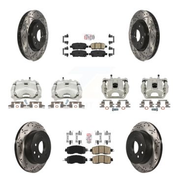 Front Rear Brake Coated Caliper Drill Slot Rotors Ceramic Pad Kit (10Pc) For Nissan LEAF KCD-100892N
