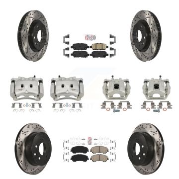 Front Rear Brake Coated Caliper Drill Slot Rotor Ceramic Pad Kit (10Pc) For Nissan Rogue KCD-100894N