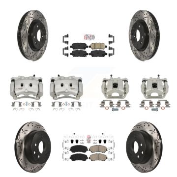 Front Rear Brake Coated Caliper Drill Slot Rotor Ceramic Pad Kit (10Pc) For Nissan Rogue KCD-100896N