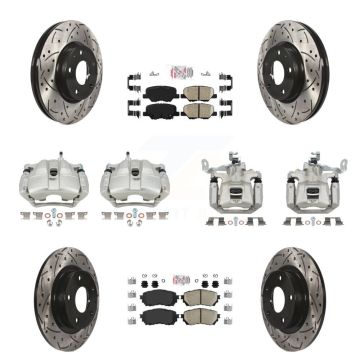 Front Rear Disc Brake Coated Caliper Drill Slot Rotor Ceramic Pad Kit (10Pc) For Mazda 6 KCD-100918N