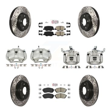 Front Rear Disc Brake Coated Caliper Drill Slot Rotor Ceramic Pad Kit (10Pc) For Mazda 6 KCD-100919N