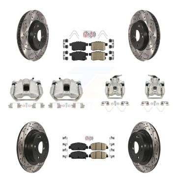 Front Rear Brake Coated Caliper Drill Slot Rotor Ceramic Pad Kit (10Pc) For Honda Accord KCD-100920N