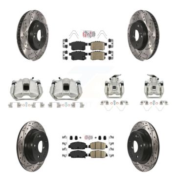 Front Rear Brake Coated Caliper Drill Slot Rotor Ceramic Pad Kit (10Pc) For Honda Accord KCD-100922N
