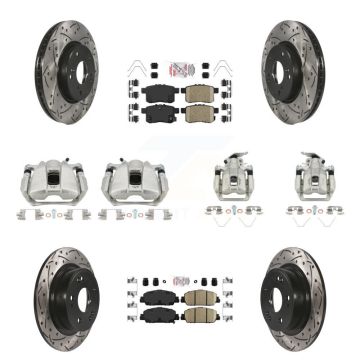 Front Rear Brake Coated Caliper Drill Slot Rotor Ceramic Pad Kit (10Pc) For Honda Accord KCD-100927N