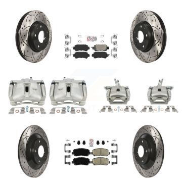 Front Rear Brake Caliper Drill Slotted Rotor Ceramic Pad Kit (10Pc) For 13-15 Mazda CX-5 KCD-100957N