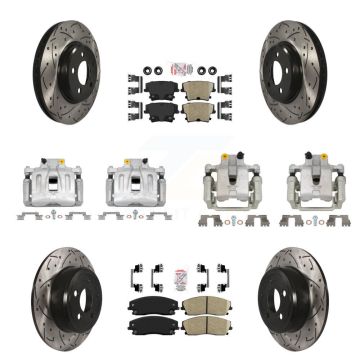 Front Rear Brake Caliper Drill Slot Rotors Ceramic Pad Kit (10Pc) For Chrysler 300 Dodge KCD-100966N