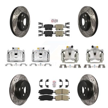 Front Rear Brake Caliper Drill Slot Rotors Ceramic Pad Kit (10Pc) For Chrysler 300 Dodge KCD-100967N