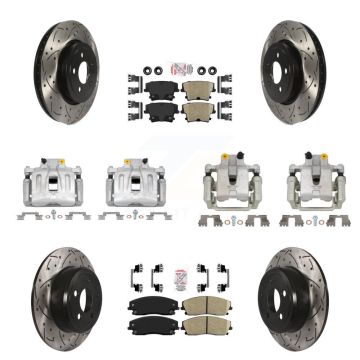 Front Rear Brake Coat Caliper Drill Slot Rotors Ceramic Pad Kit (10Pc) For Dodge Charger KCD-100970N