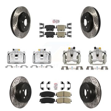 Front Rear Brake Coat Caliper Drill Slot Rotors Ceramic Pad Kit (10Pc) For Dodge Charger KCD-100971N