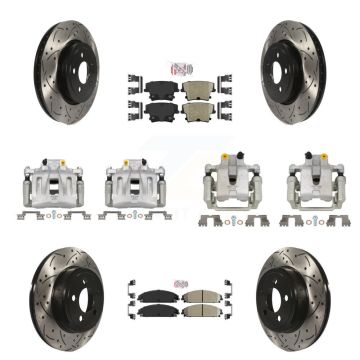 Front Rear Brake Coated Caliper Drill Slot Rotor Ceramic Pad Kit (10Pc) For Chrysler 300 KCD-100973N