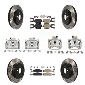 Front Rear Brake Coated Caliper Drill Slot Rotor Ceramic Pad Kit (10Pc) For Chrysler 300 KCD-100974N