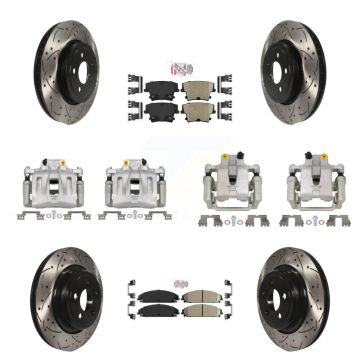 Front Rear Brake Caliper Drill Slot Rotors Ceramic Pad Kit (10Pc) For Dodge Charger 3.6L KCD-100977N