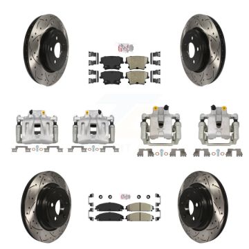 Front Rear Brake Caliper Drill Slot Rotors Ceramic Pad Kit (10Pc) For Dodge Charger 3.6L KCD-100979N