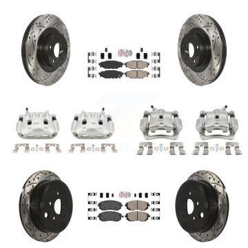 Front Rear Brake Caliper Drill Slotted Rotors Ceramic Pad Kit (10Pc) For Subaru Forester KCD-100988N