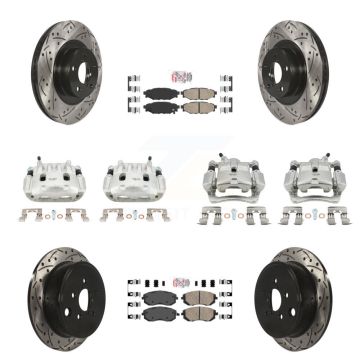 Front Rear Brake Caliper Drill Slotted Rotors Ceramic Pad Kit (10Pc) For Subaru Forester KCD-100989N