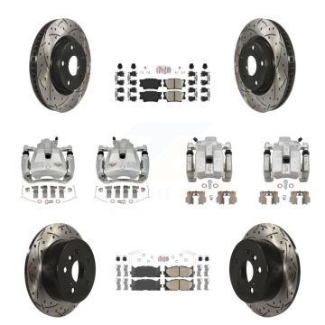 Front Rear Brake Caliper Drill Slot Rotors Ceramic Pad Kit (10Pc) For Toyota Camry Lexus KCD-100994N