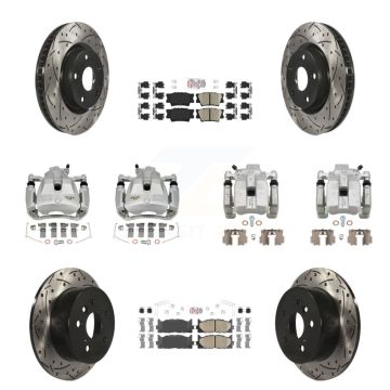 Front Rear Brake Caliper Drill Slot Rotors Ceramic Pad Kit (10Pc) For Toyota Camry Lexus KCD-100995N