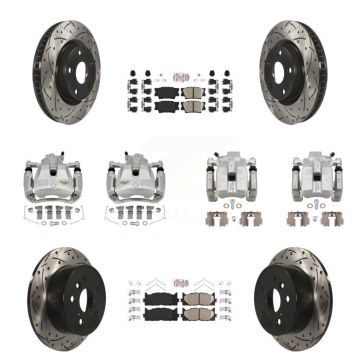 Front Rear Brake Caliper Drill Slot Rotors Ceramic Pad Kit (10Pc) For Toyota Camry Lexus KCD-100996N