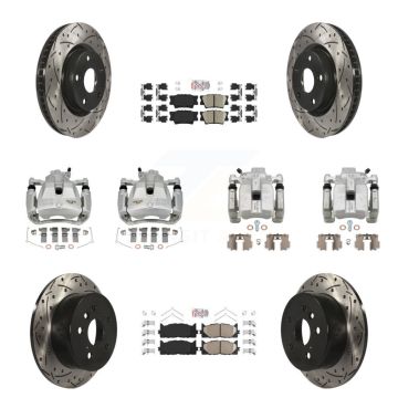 Front Rear Brake Caliper Drill Slot Rotors Ceramic Pad Kit (10Pc) For Toyota Camry Lexus KCD-100997N