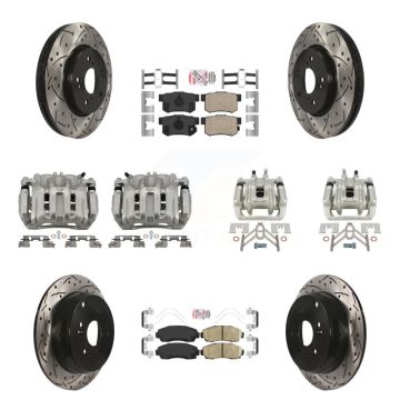 Front Rear Brake Coated Caliper Drill Slotted Rotor Ceramic Pad Kit (10Pc) For Acura RDX KCD-101025N