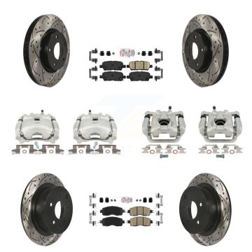 Front Rear Brake Coat Caliper Drill Slot Rotors Ceramic Pad Kit (10Pc) For Nissan Altima KCD-101054N