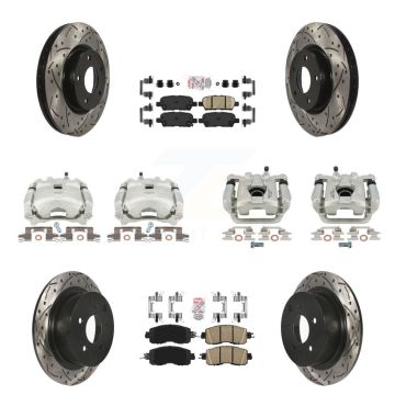 Front Rear Brake Coat Caliper Drill Slot Rotors Ceramic Pad Kit (10Pc) For Nissan Altima KCD-101056N