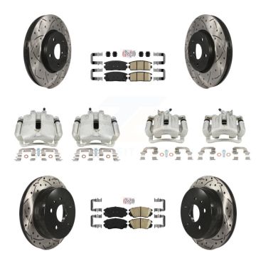 Front Rear Brake Caliper Drilled Slot Rotor Ceramic Pad Kit (10Pc) For Chevrolet Equinox KCD-101057N