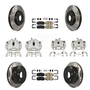 Front Rear Brake Caliper Drilled Slot Rotor Ceramic Pad Kit (10Pc) For Chevrolet Equinox KCD-101059N