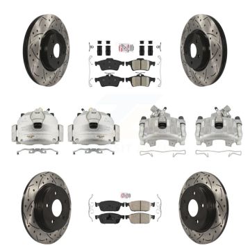Front Rear Brake Caliper Drill Slot Rotor Ceramic Pad Kit (10Pc) For 13-18 Ford Focus ST KCD-101061N
