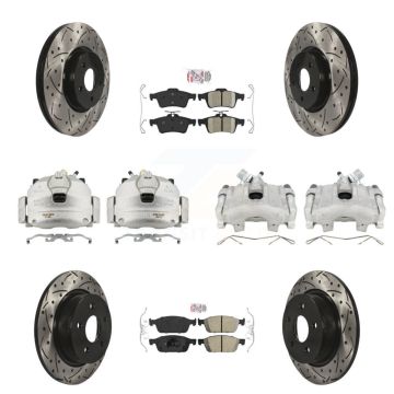 Front Rear Brake Coated Caliper Drill Slot Rotors Ceramic Pad Kit (10Pc) For Ford Escape KCD-101075N