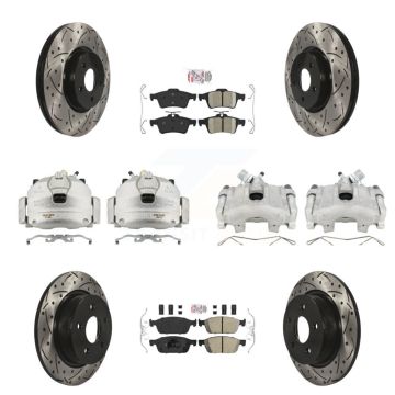 Front Rear Brake Coated Caliper Drill Slot Rotors Ceramic Pad Kit (10Pc) For Ford Escape KCD-101078N
