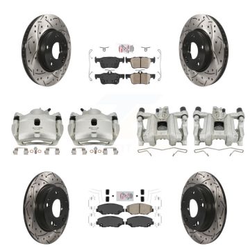 Front Rear Brake Coated Caliper Drill Slot Rotors Ceramic Pad Kit (10Pc) For Honda Civic KCD-101097N