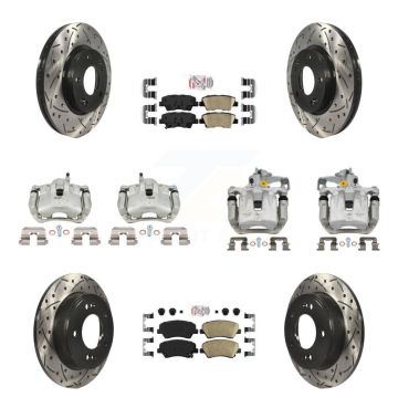 Front Rear Brake Caliper Drill Slot Rotors Ceramic Pad Kit (10Pc) For Hyundai Elantra GT KCD-101098N