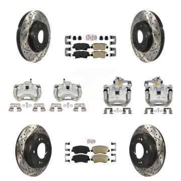 Front Rear Brake Caliper Drill Slot Rotors Ceramic Pad Kit (10Pc) For Hyundai Elantra GT KCD-101101N