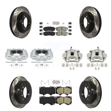 Front Rear Brake Caliper Drill Slot Rotors Ameribrakes Pad Kit (10Pc) For Toyota 4Runner KCD-101117N