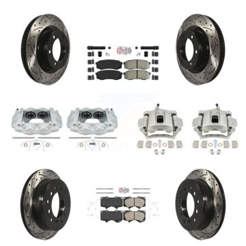 Front Rear Brake Caliper Drill Slot Rotors Ameribrakes Pad Kit (10Pc) For Toyota 4Runner KCD-101118N
