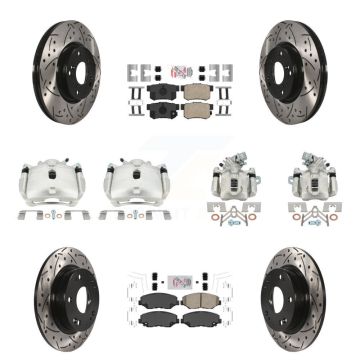 Front Rear Brake Caliper Drilled Slot Rotor Ceramic Pad Kit (10Pc) For Honda Civic Acura KCD-101130N