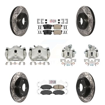 Front Rear Brake Coated Caliper Drill Slot Rotors Ceramic Pad Kit (10Pc) For Honda Civic KCD-101138N