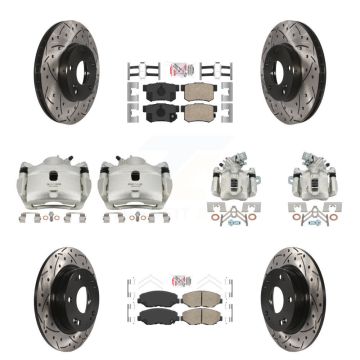 Front Rear Brake Coat Caliper Drill Slot Rotor Ceramic Pad Kit (10Pc) For Acura ILX 2.0L KCD-101143N