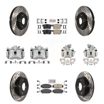 Front Rear Brake Coated Caliper Drill Slot Rotors Ceramic Pad Kit (10Pc) For Honda Civic KCD-101150N