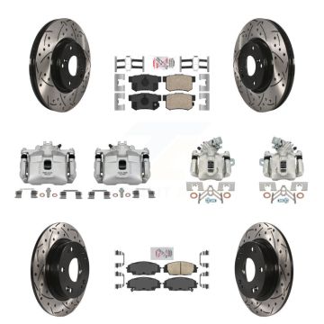 Front Rear Brake Coated Caliper Drill Slot Rotors Ceramic Pad Kit (10Pc) For Honda Civic KCD-101151N