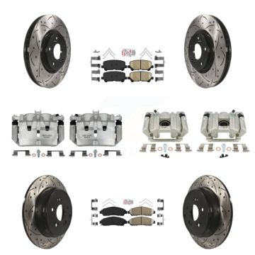 Front Rear Brake Coat Caliper Drill Slot Rotors Ceramic Pad Kit (10Pc) For Acura MDX ZDX KCD-101160N