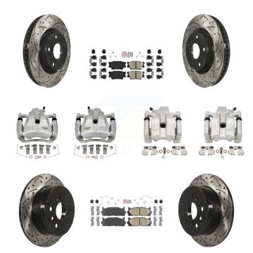 Front Rear Brake Caliper Drill Slot Rotors Ceramic Pad Kit (10Pc) For Toyota Camry Lexus KCD-101200N