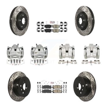 Front Rear Brake Caliper Drill Slot Rotors Ceramic Pad Kit (10Pc) For Toyota Camry Lexus KCD-101201N