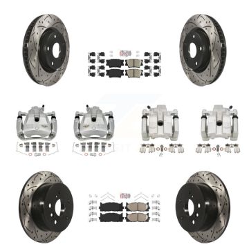 Front Rear Brake Caliper Drill Slot Rotors Ceramic Pad Kit (10Pc) For Toyota Camry Lexus KCD-101203N