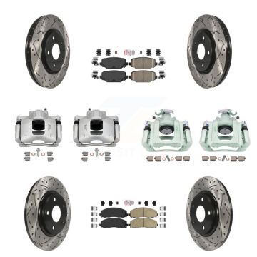 Front Rear Disc Brake Coated Caliper Drill Slot Rotor Ceramic Pad Kit (10Pc) For Ram C/V KCD-101217N