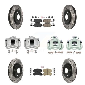 Front Rear Disc Brake Coated Caliper Drill Slot Rotor Ceramic Pad Kit (10Pc) For Ram C/V KCD-101220N