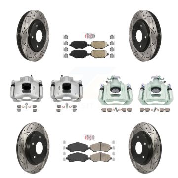 Front Rear Disc Brake Coated Caliper Drill Slot Rotor Ceramic Pad Kit (10Pc) For Ram C/V KCD-101227N