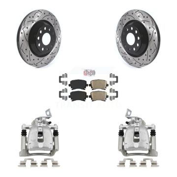 Rear Brake Coated Caliper Drill Slot Rotor Ceramic Pad Kit For 2009 Volkswagen Passat CC KCD-101270N