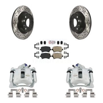 Rear Disc Brake Coated Caliper Drill Slot Rotor Ceramic Pad Kit For Volkswagen Tiguan CC KCD-101271N